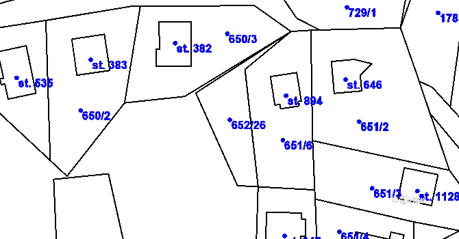 Parcela st. 652/26 v KÚ Stříbrná Skalice, Katastrální mapa