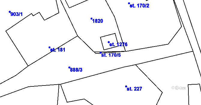 Parcela st. 170/5 v KÚ Stříbrná Skalice, Katastrální mapa