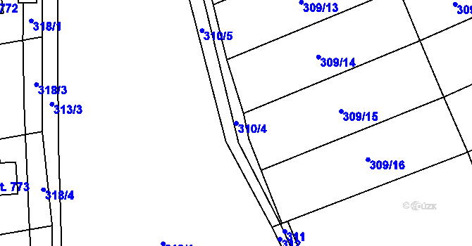 Parcela st. 310/4 v KÚ Stříbrná Skalice, Katastrální mapa