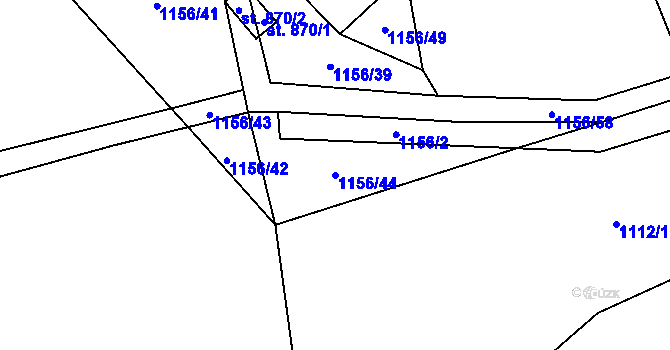 Parcela st. 1156/44 v KÚ Stříbrná Skalice, Katastrální mapa