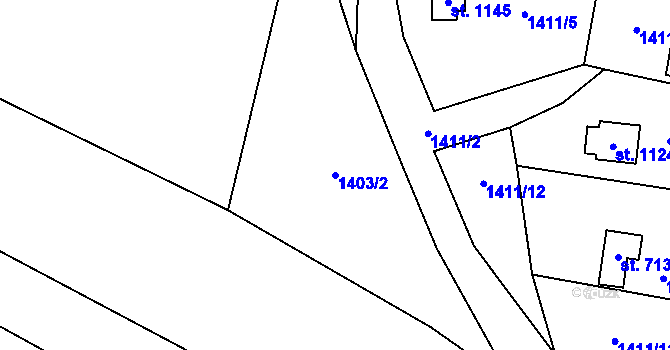 Parcela st. 1403/2 v KÚ Stříbrná Skalice, Katastrální mapa