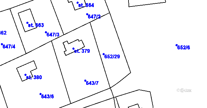 Parcela st. 652/29 v KÚ Stříbrná Skalice, Katastrální mapa