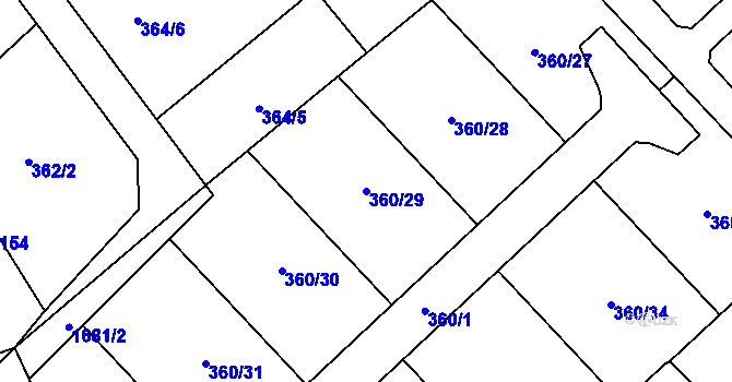 Parcela st. 360/29 v KÚ Stříbrná Skalice, Katastrální mapa
