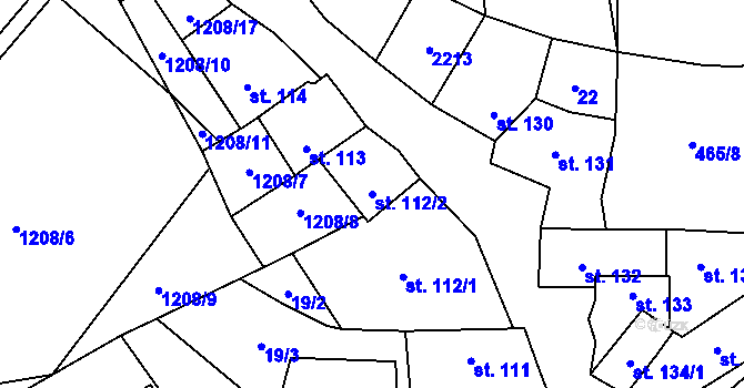Parcela st. 112/2 v KÚ Stříbrnice u Uherského Hradiště, Katastrální mapa