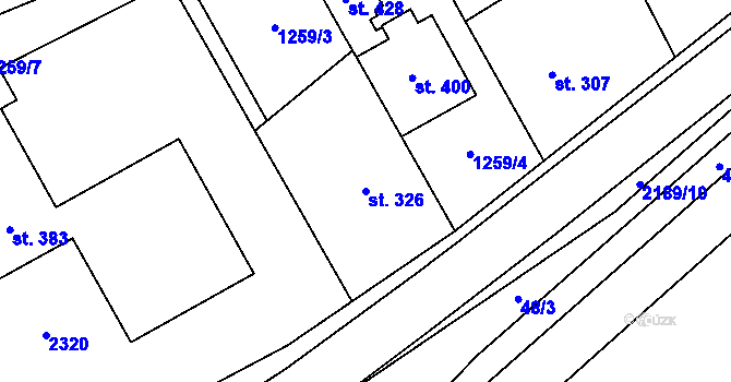 Parcela st. 326 v KÚ Stříbrnice u Uherského Hradiště, Katastrální mapa