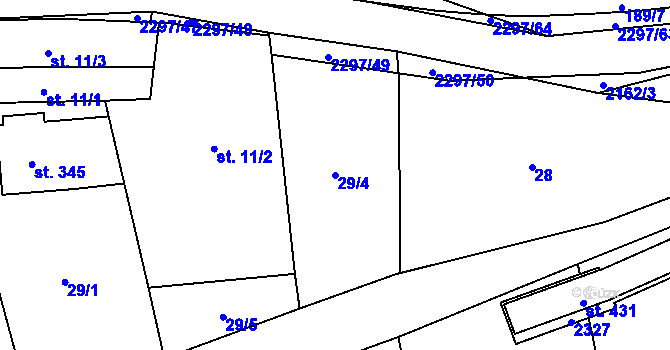 Parcela st. 29/4 v KÚ Stříbrnice u Uherského Hradiště, Katastrální mapa