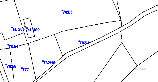 Parcela st. 782/4 v KÚ Stříbrnice u Uherského Hradiště, Katastrální mapa