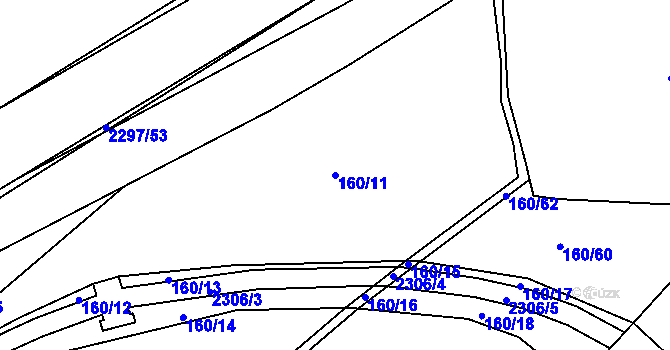 Parcela st. 160/11 v KÚ Stříbrnice u Uherského Hradiště, Katastrální mapa