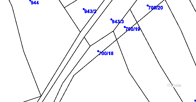 Parcela st. 700/18 v KÚ Stříbrnice u Uherského Hradiště, Katastrální mapa