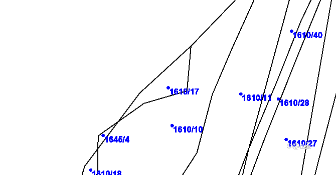 Parcela st. 1610/17 v KÚ Stříbrnice u Uherského Hradiště, Katastrální mapa