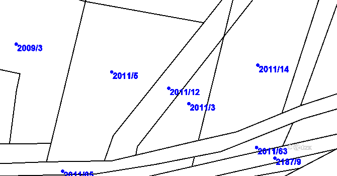 Parcela st. 2011/12 v KÚ Stříbrnice u Uherského Hradiště, Katastrální mapa