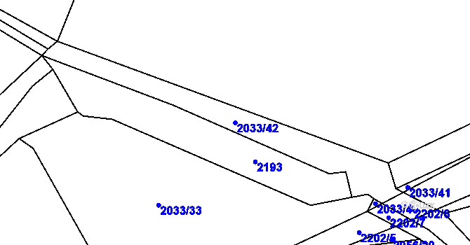 Parcela st. 2033/42 v KÚ Stříbrnice u Uherského Hradiště, Katastrální mapa
