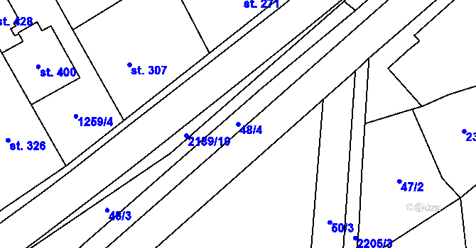 Parcela st. 48/4 v KÚ Stříbrnice u Uherského Hradiště, Katastrální mapa