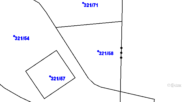 Parcela st. 321/58 v KÚ Stříbrnice nad Hanou, Katastrální mapa