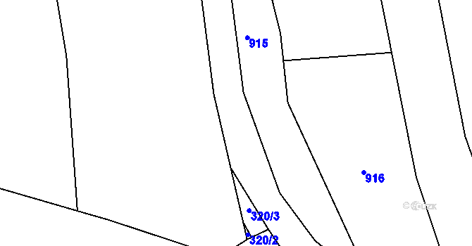 Parcela st. 320/33 v KÚ Stříbrnice nad Hanou, Katastrální mapa