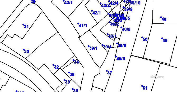 Parcela st. 39/1 v KÚ Stříbrnice nad Hanou, Katastrální mapa