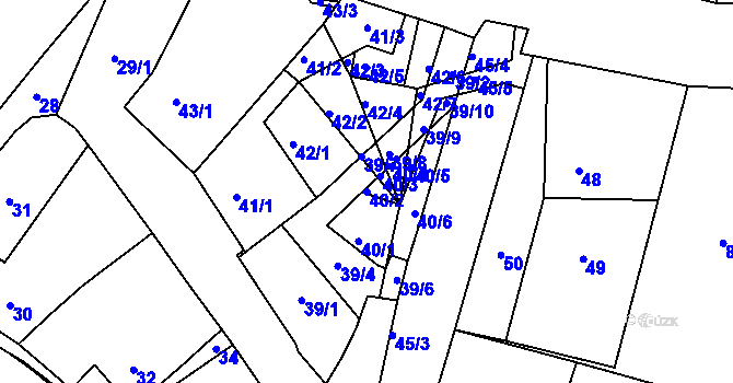Parcela st. 40/2 v KÚ Stříbrnice nad Hanou, Katastrální mapa