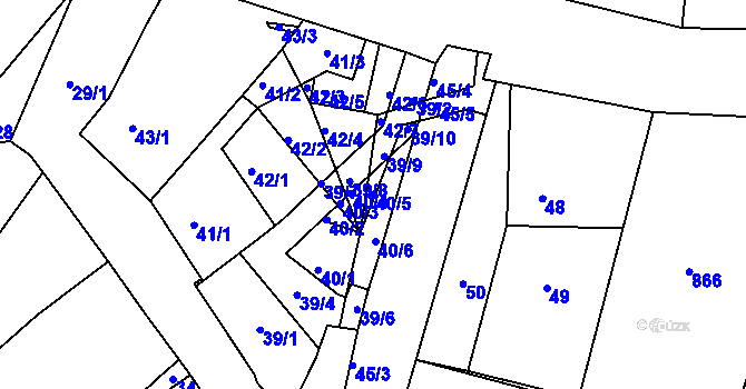 Parcela st. 40/5 v KÚ Stříbrnice nad Hanou, Katastrální mapa