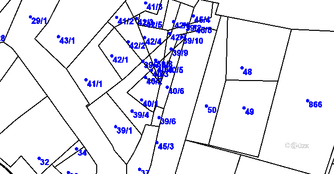 Parcela st. 40/6 v KÚ Stříbrnice nad Hanou, Katastrální mapa