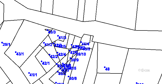 Parcela st. 45/4 v KÚ Stříbrnice nad Hanou, Katastrální mapa