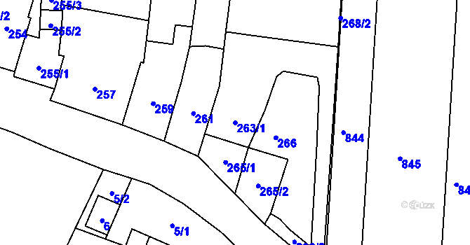 Parcela st. 263/1 v KÚ Stříbrnice nad Hanou, Katastrální mapa