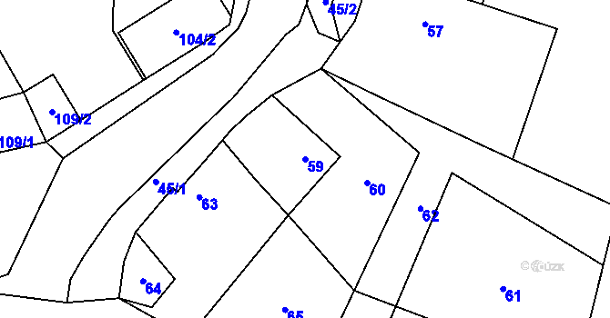 Parcela st. 59 v KÚ Stříbrnice nad Hanou, Katastrální mapa