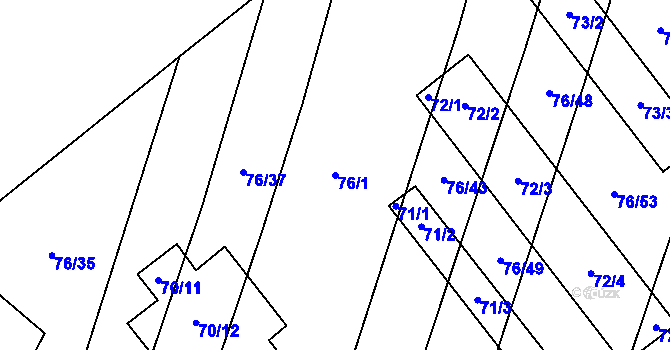 Parcela st. 76/1 v KÚ Stříbrnice nad Hanou, Katastrální mapa