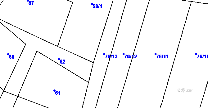Parcela st. 76/13 v KÚ Stříbrnice nad Hanou, Katastrální mapa