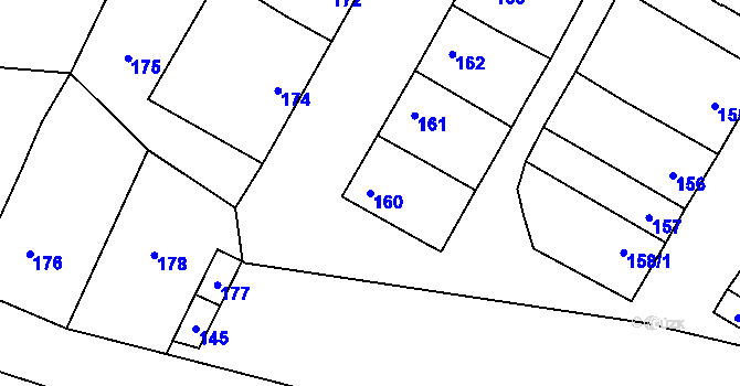 Parcela st. 160 v KÚ Stříbrnice nad Hanou, Katastrální mapa