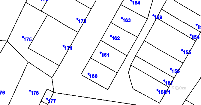 Parcela st. 161 v KÚ Stříbrnice nad Hanou, Katastrální mapa