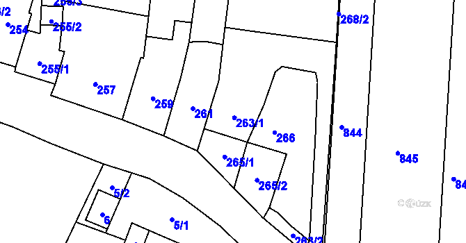 Parcela st. 263 v KÚ Stříbrnice nad Hanou, Katastrální mapa