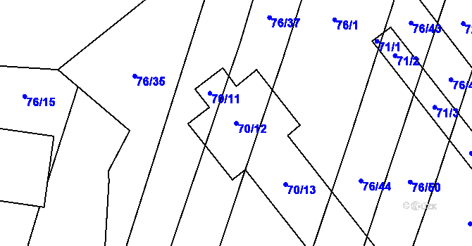Parcela st. 70/12 v KÚ Stříbrnice nad Hanou, Katastrální mapa