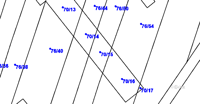 Parcela st. 70/15 v KÚ Stříbrnice nad Hanou, Katastrální mapa