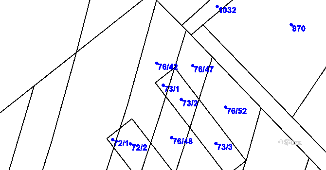 Parcela st. 73/1 v KÚ Stříbrnice nad Hanou, Katastrální mapa