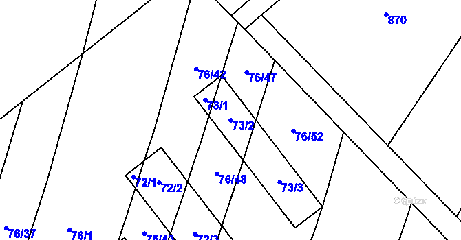 Parcela st. 73/2 v KÚ Stříbrnice nad Hanou, Katastrální mapa