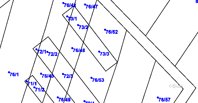 Parcela st. 73/3 v KÚ Stříbrnice nad Hanou, Katastrální mapa