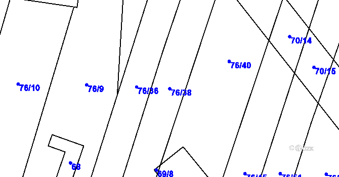 Parcela st. 76/38 v KÚ Stříbrnice nad Hanou, Katastrální mapa
