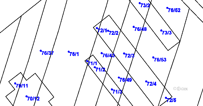 Parcela st. 76/43 v KÚ Stříbrnice nad Hanou, Katastrální mapa