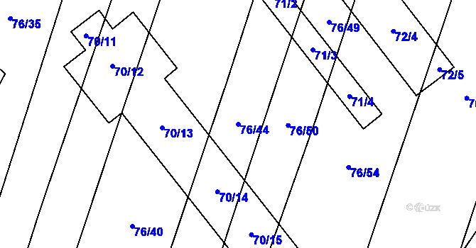 Parcela st. 76/44 v KÚ Stříbrnice nad Hanou, Katastrální mapa