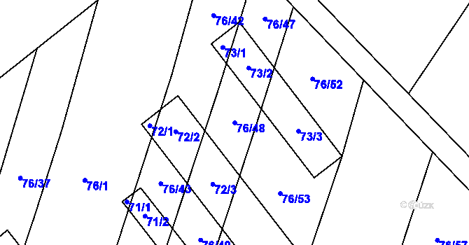 Parcela st. 76/48 v KÚ Stříbrnice nad Hanou, Katastrální mapa