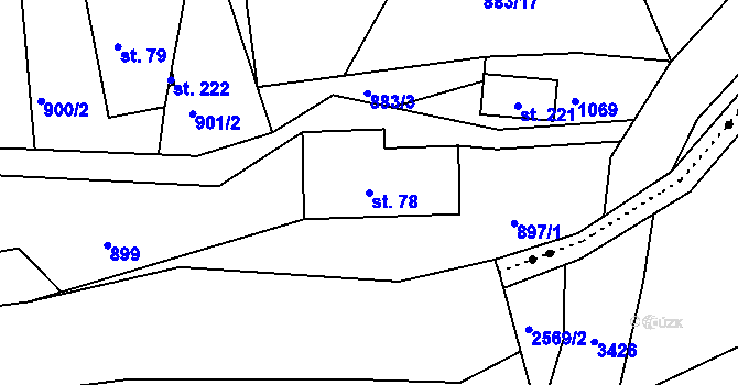 Parcela st. 78 v KÚ Stříbrnice, Katastrální mapa