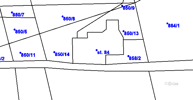 Parcela st. 84 v KÚ Stříbrnice, Katastrální mapa