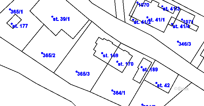 Parcela st. 169 v KÚ Stříbrnice, Katastrální mapa