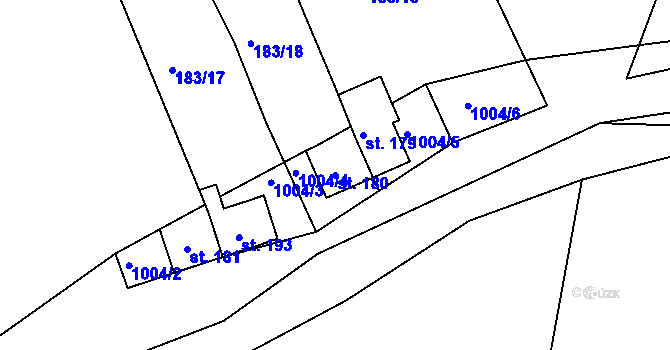 Parcela st. 180 v KÚ Stříbrnice, Katastrální mapa