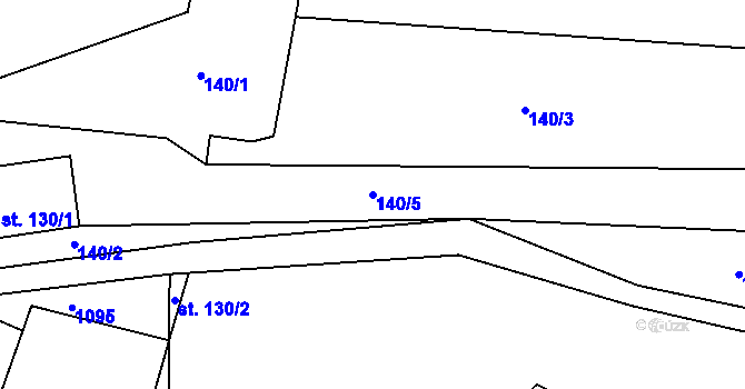 Parcela st. 140/5 v KÚ Stříbrnice, Katastrální mapa