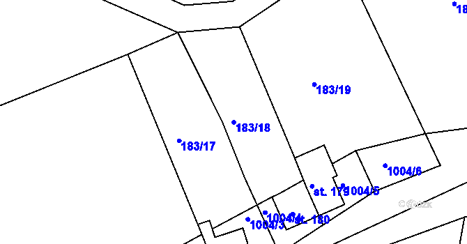 Parcela st. 183/18 v KÚ Stříbrnice, Katastrální mapa