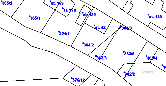 Parcela st. 364/2 v KÚ Stříbrnice, Katastrální mapa