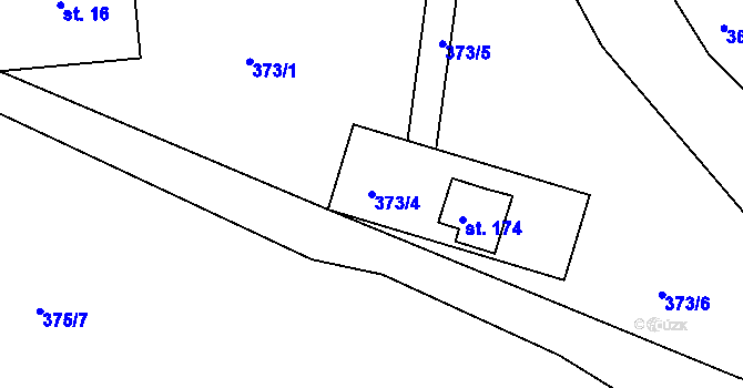 Parcela st. 373/4 v KÚ Stříbrnice, Katastrální mapa