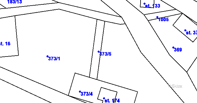 Parcela st. 373/5 v KÚ Stříbrnice, Katastrální mapa