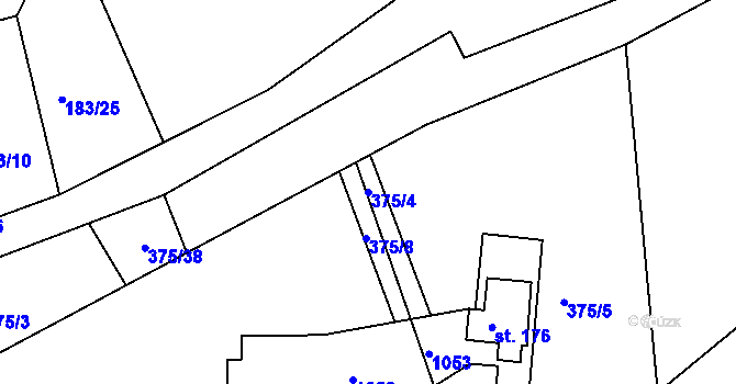 Parcela st. 375/4 v KÚ Stříbrnice, Katastrální mapa